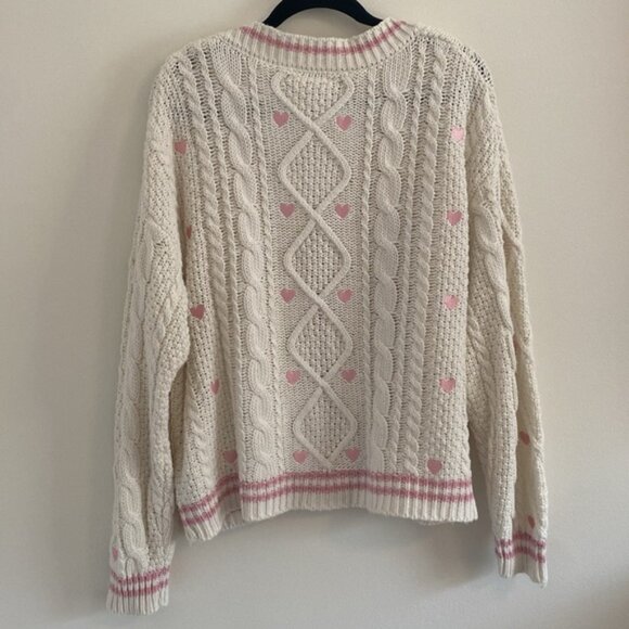 Taylor Swift Lover Cream and Pink Cable Knit Cardigan Sweater size XS/Small - Picture 7 of 8
